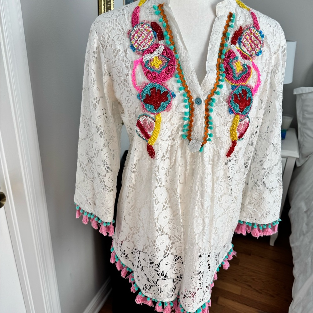 Antica Santoria lace tunic top